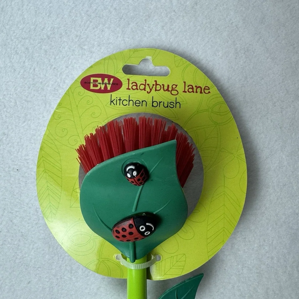 Boston Warehouse Ladybug Lane Kitchen Dish Brush 44380 Green Leaf 2011 Cute